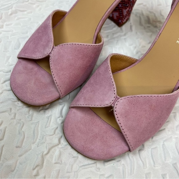 Anthropologie Christie Printed Heeled Sandals 37 Mauve Pink - Picture 4 of 11